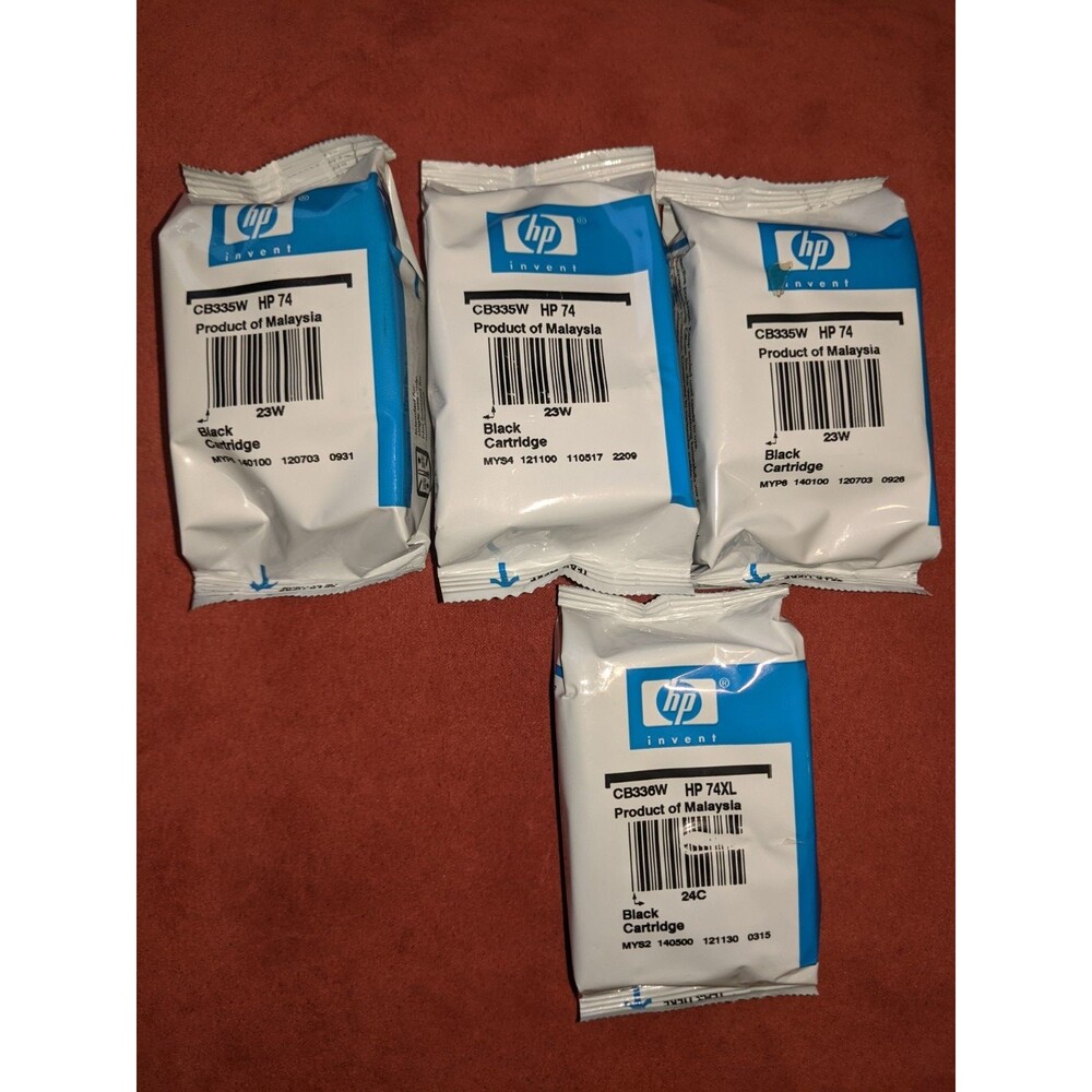 Genuine HP 74(3) & 74XL(1) - 4 Pack !!! Black Ink,  New, Unopened